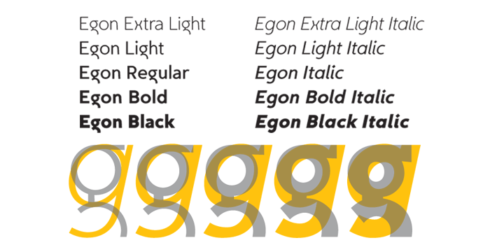Ejemplo de fuente Egon Sans Extra Light Italic